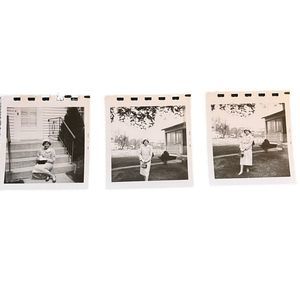 Vintage Black &‎ White Photos 3 Pictures Pretty Woman Posing In Church Clothes